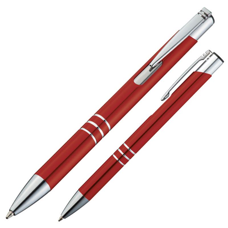 100 Kugelschreiber aus Metall / Farbe: rot