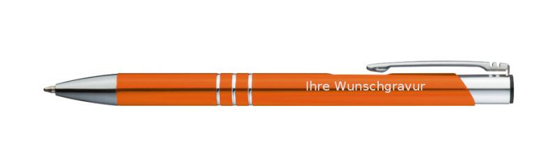 100 Kugelschreiber aus Metall / mit Gravur / Farbe: orange