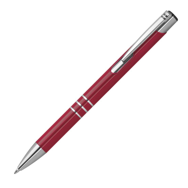 100 Kugelschreiber aus Metall mit Gravur / vollfarbig lackiert / burgund (matt)