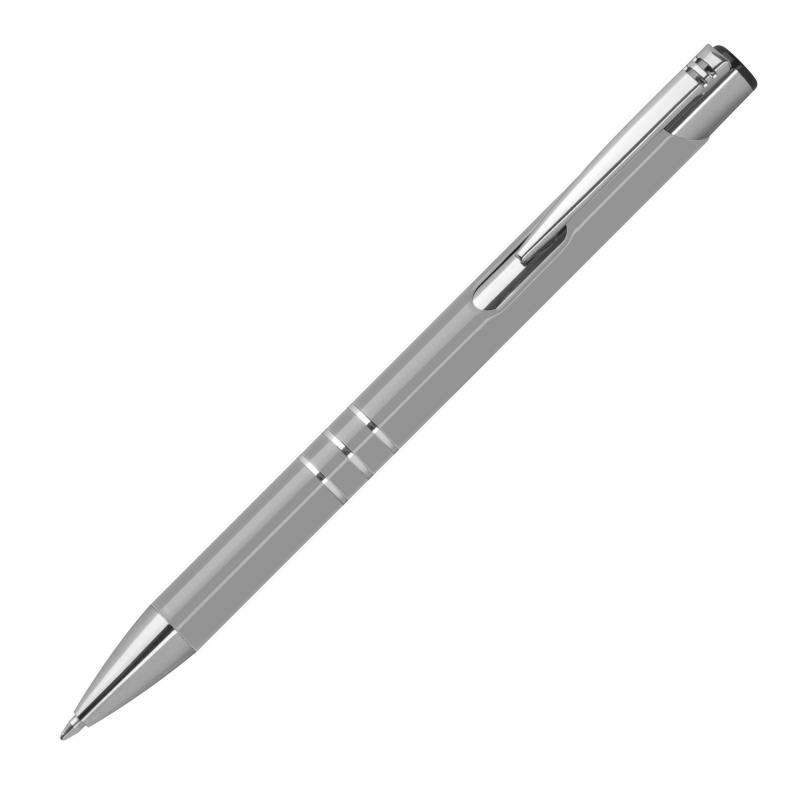 100 Kugelschreiber aus Metall mit Gravur / vollfarbig lackiert / grau (matt)