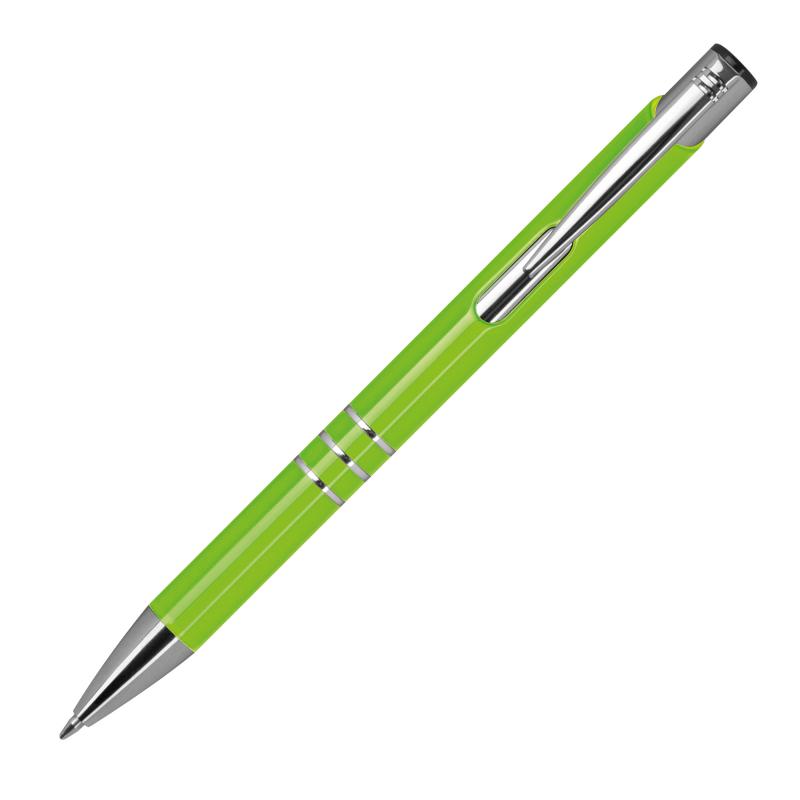 100 Kugelschreiber aus Metall mit Gravur / vollfarbig lackiert / hellgrün (matt)