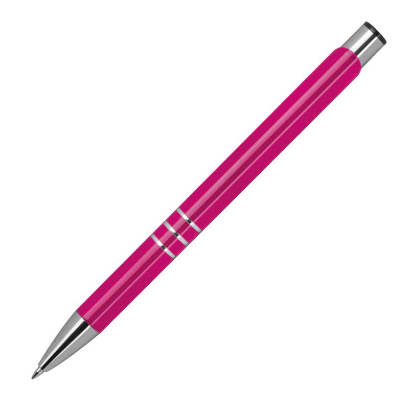 100 Kugelschreiber aus Metall mit Gravur / vollfarbig lackiert / pink (matt)