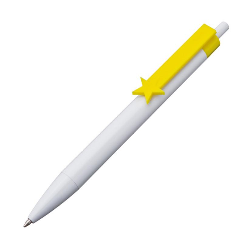 100x Druckkugelschreiber mit Gravur / "Stern" / Clipfarbe: gelb