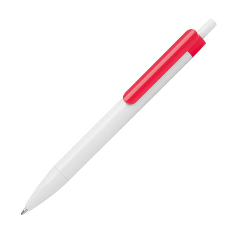 100x Druckkugelschreiber mit Namensgravur - Farbe: weiß-rot