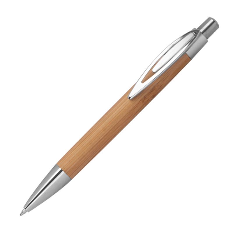 10x Bambus Kugelschreiber mit Gravur / mit spitzem Clip