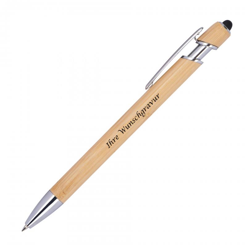 10x Holz-Touchpen-Kugelschreiber mit Gravur / aus Bambus