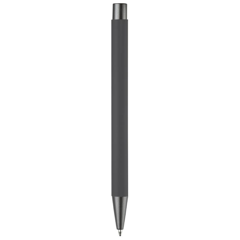 10x Kugelschreiber mit Gravur / aus Metall / mit Soft-Touch / Farbe: grau