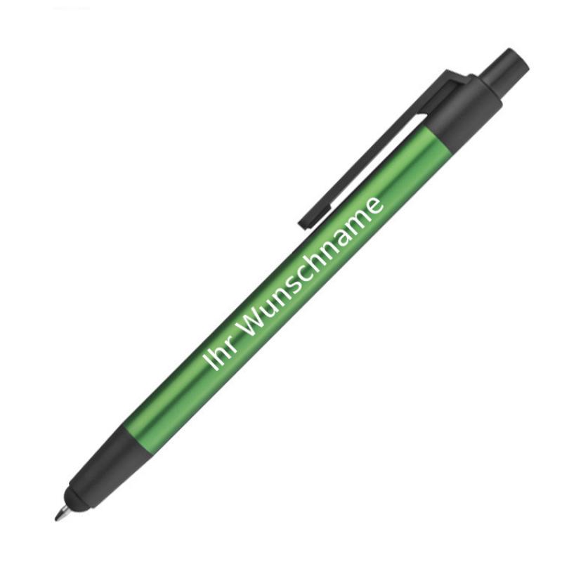 10x Kugelschreiber mit Gravur / aus Metall / mit Touchfunktion / Farbe: grün
