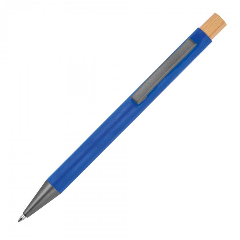 10x Kugelschreiber mit Gravur / aus recyceltem Alu mit Bambusdrücker / blau
