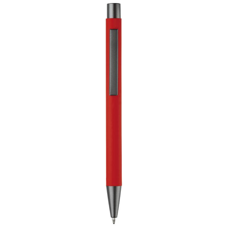 10x Kugelschreiber mit Namensgravur - aus Metall - mit Soft-Touch - Farbe: rot