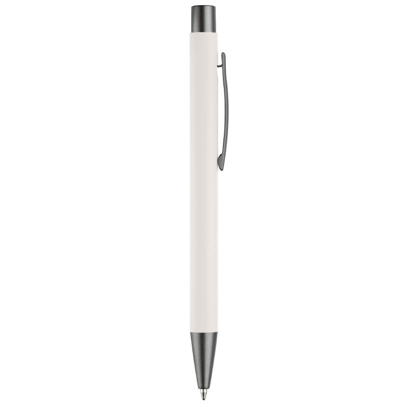 10x Kugelschreiber mit Namensgravur - aus Metall - mit Soft-Touch - Farbe: weiß