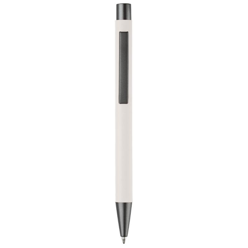 10x Kugelschreiber mit Namensgravur - aus Metall - mit Soft-Touch - Farbe: weiß
