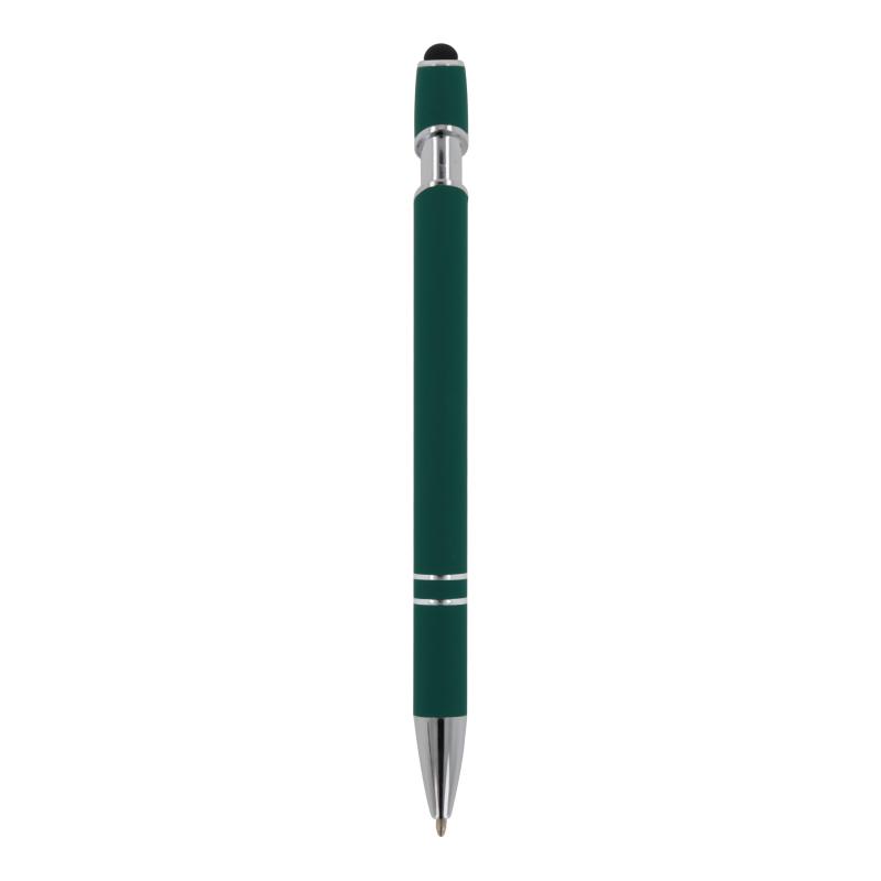 10x Metall-Touchpen Kugelschreiber mit Namensgravur - Soft-Touch - dunkelgrün