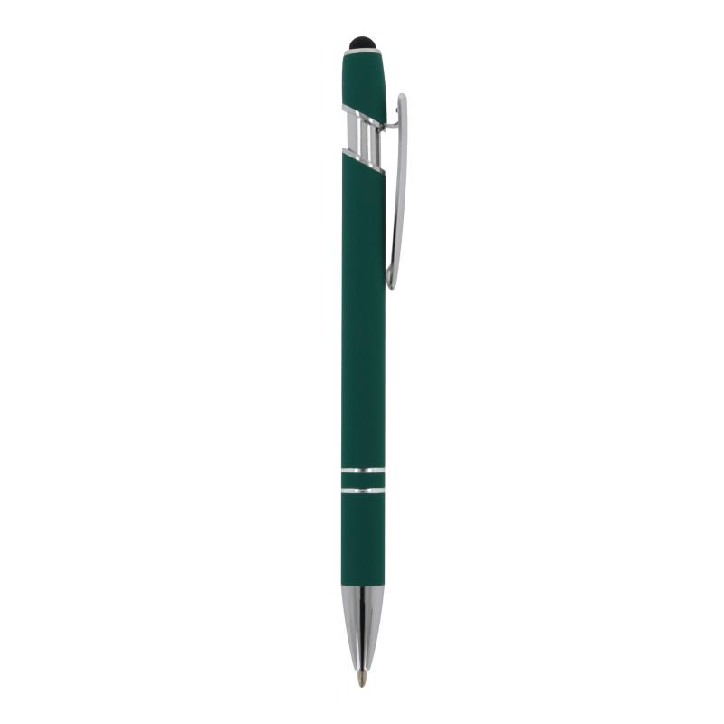 10x Metall-Touchpen Kugelschreiber mit Namensgravur - Soft-Touch - dunkelgrün