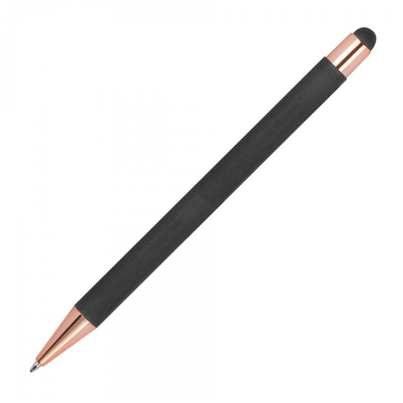 10x Touchpen Kugelschreiber mit Gravur / aus Metall / Farbe: rosegold-anthrazit