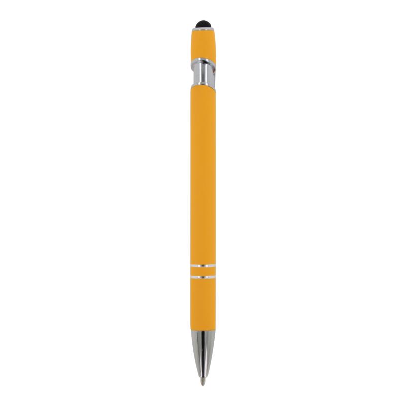 10x Touchpen Kugelschreiber mit Namensgravur - aus Metall - Soft-Touch - gelb