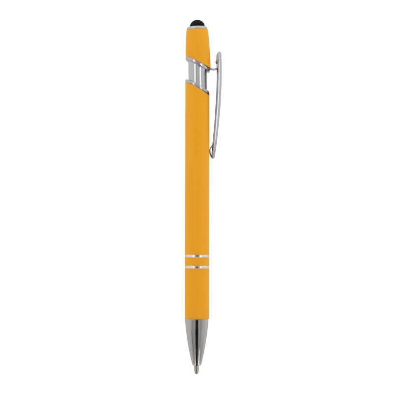 10x Touchpen Kugelschreiber mit Namensgravur - aus Metall - Soft-Touch - gelb