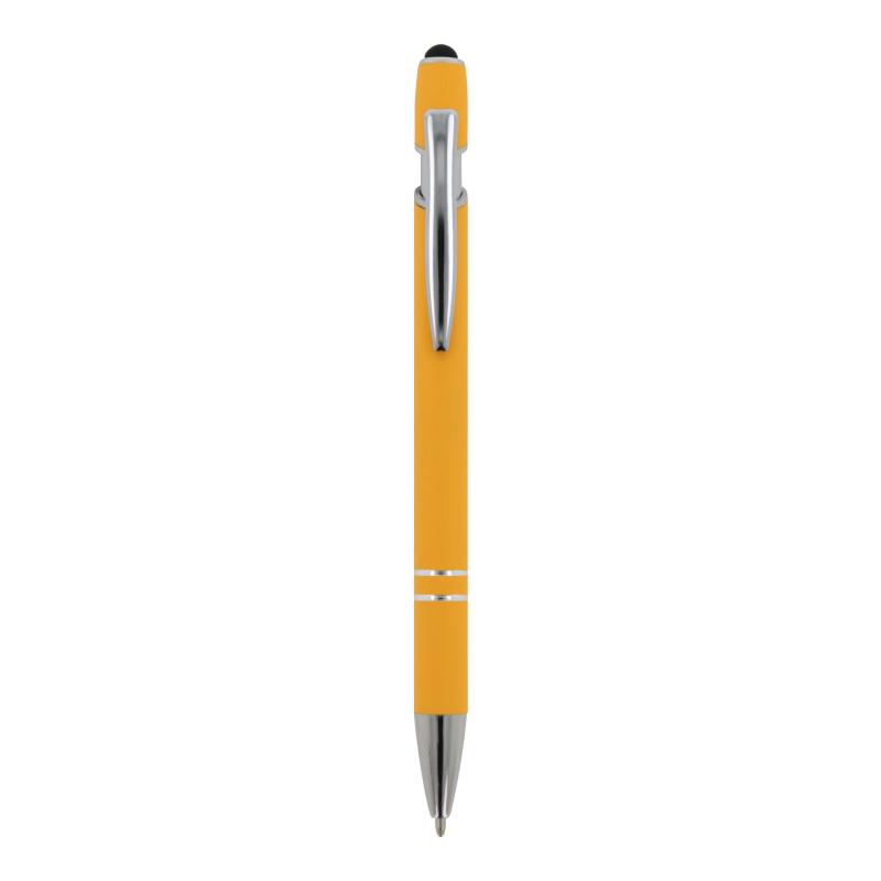 10x Touchpen Kugelschreiber mit Namensgravur - aus Metall - Soft-Touch - gelb