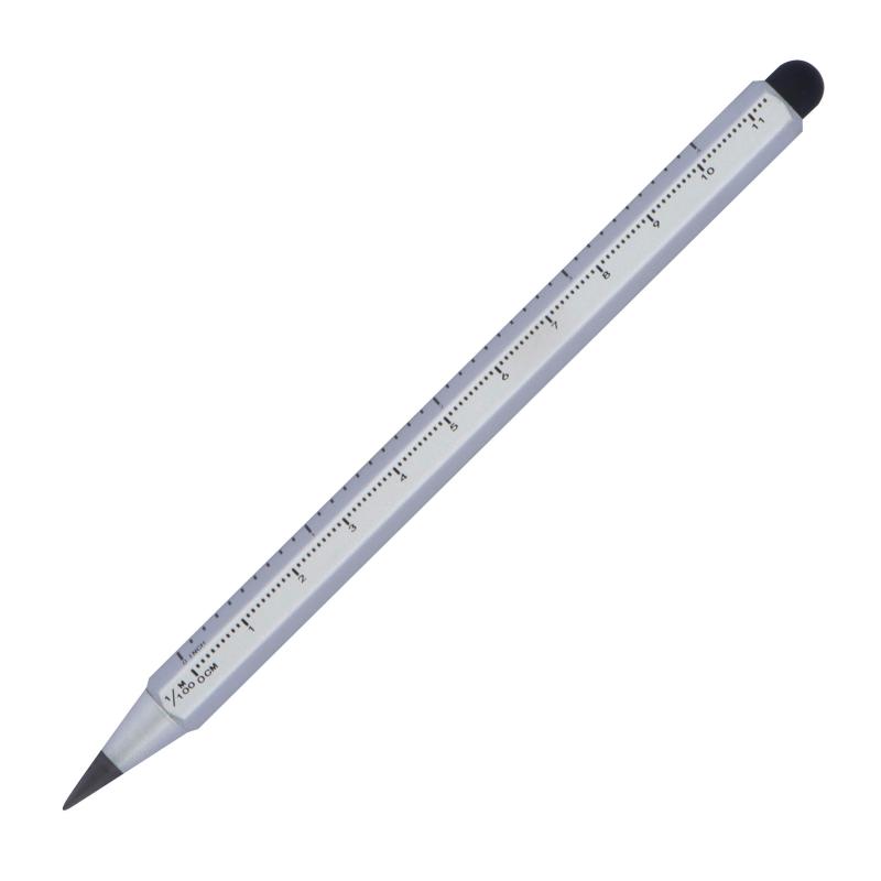 2x Tintenloser Touchpen Lineal Kugelschreiber mit Namensgravur - schwarz+silber