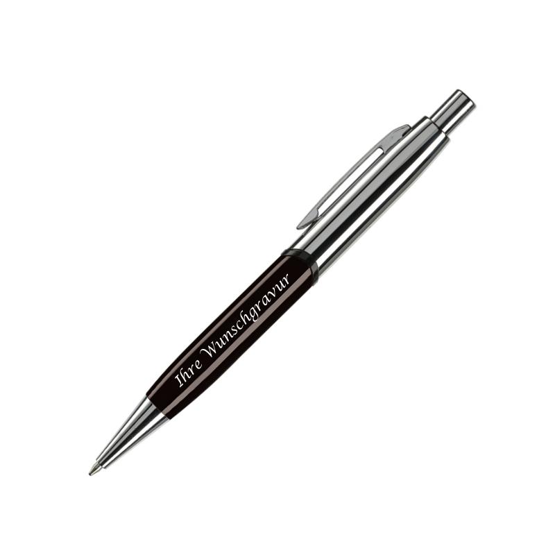 3x Hochglanz Metallkugelschreiber mit Gravur / mit verchromte Teile / 3 Farben