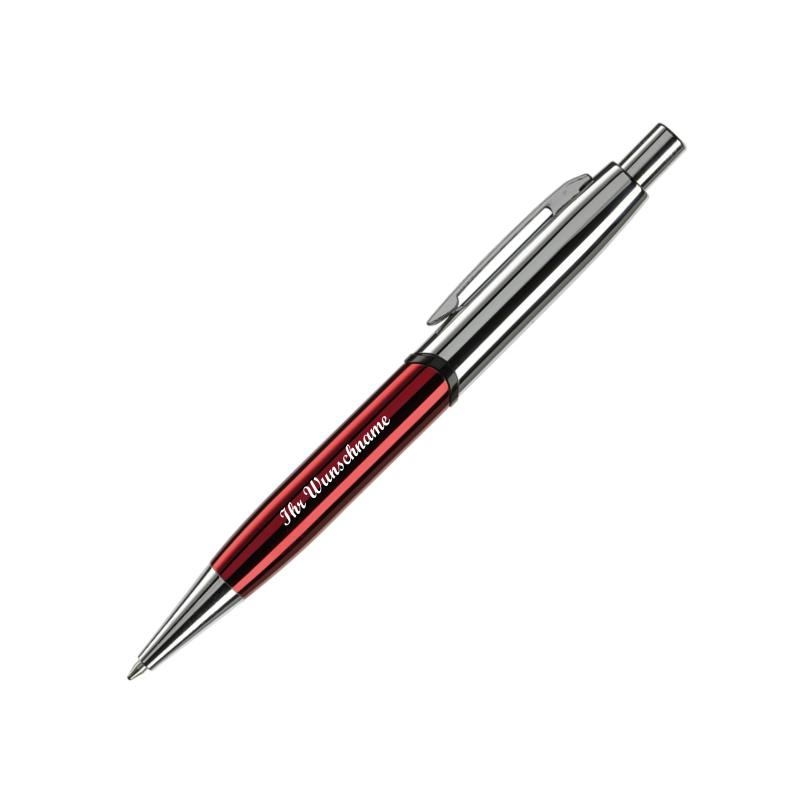 3x Hochglanz Metallkugelschreiber mit Namensgravur - verchromte Teile - 3 Farben