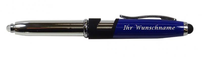 3x LED Touchpen Kugelschreiber mit Gravur mit Smartphone Halterung / in 3 Farben