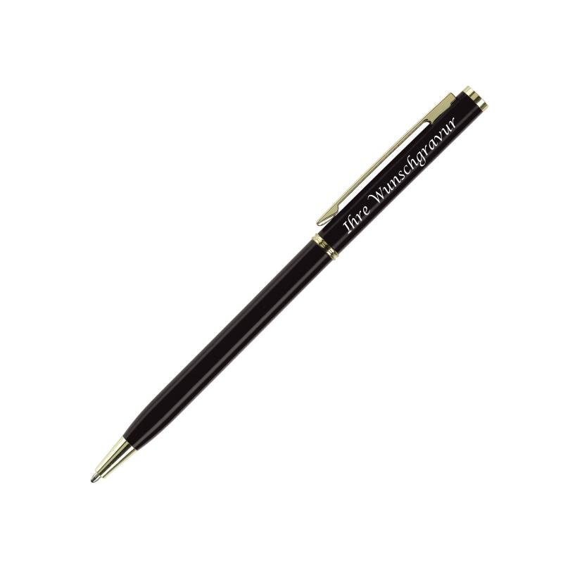 3x Metal-Kugelschreiber "slim" mit Gravur / mit goldfarbige Teile / 3 Farben
