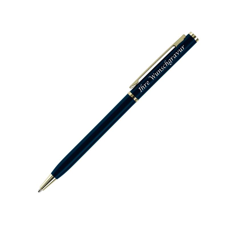 3x Metal-Kugelschreiber "slim" mit Gravur / mit goldfarbige Teile / 3 Farben