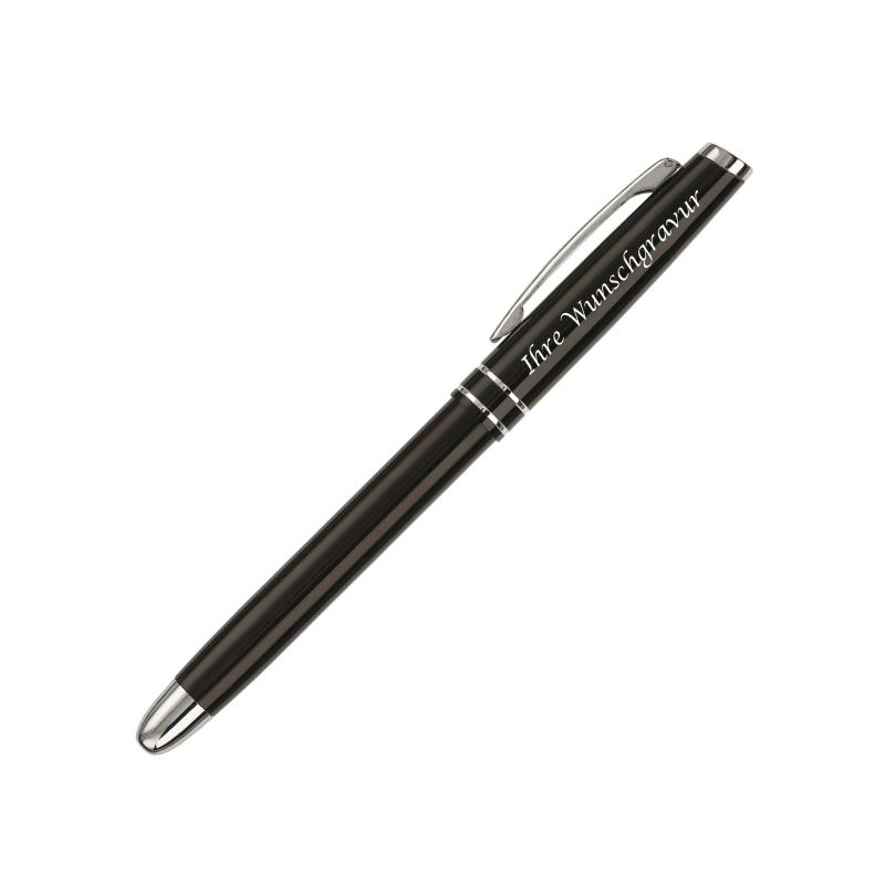 4x Rollerball mit Gravur / aus Metall / mit 2 Zierringen / 4 Farben
