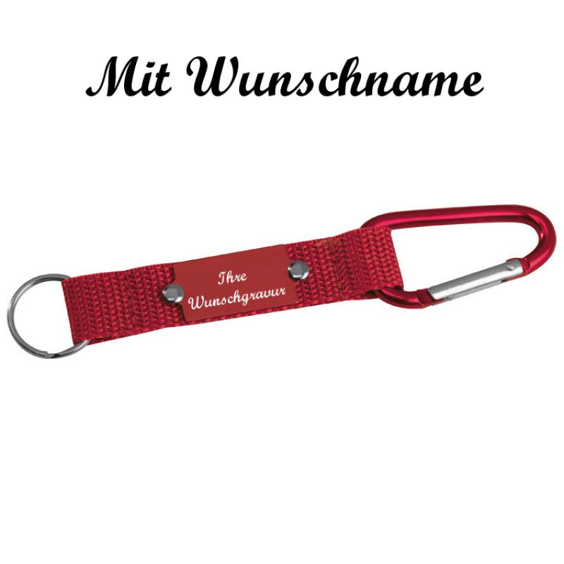 4x Schlüsselanhänger mit Namensgravur - mit Karabiner - 4 verschiedene Farben