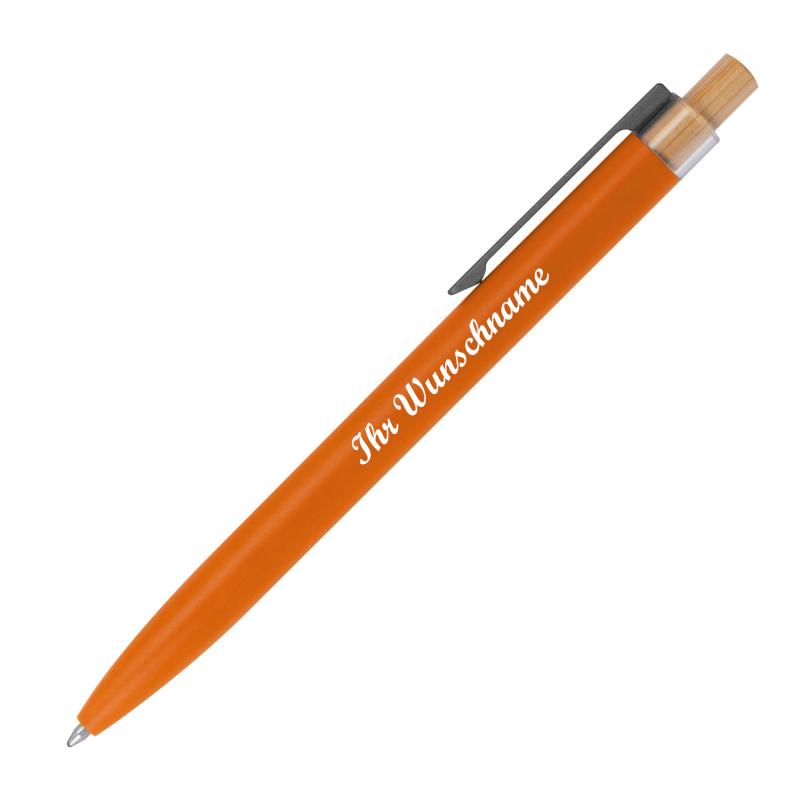 5 Kugelschreiber aus recyceltem Aluminium mit Namensgravur - Farbe: orange