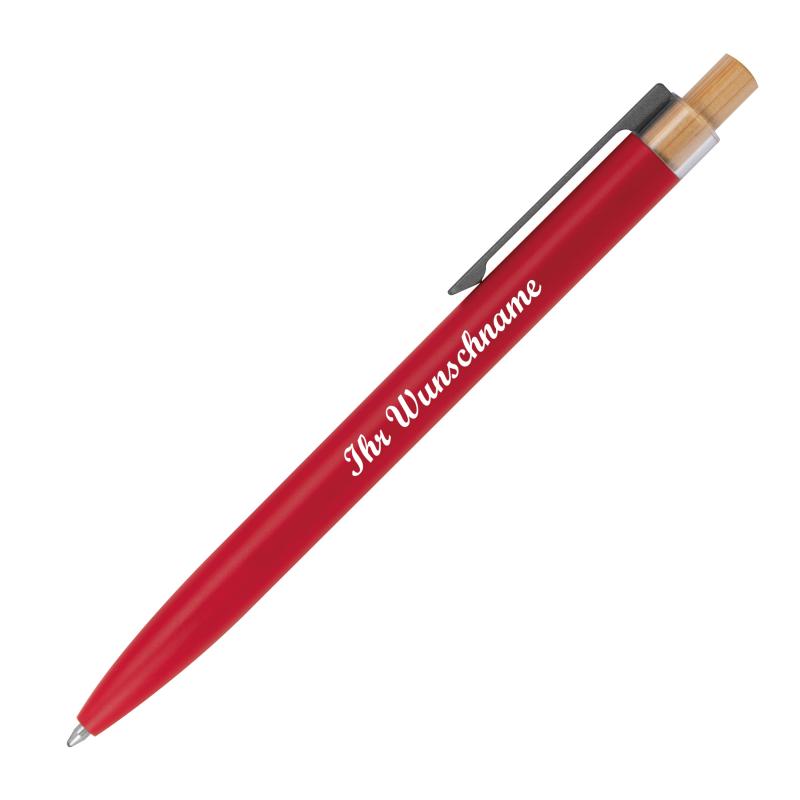 5 Kugelschreiber aus recyceltem Aluminium mit Namensgravur - Farbe: rot