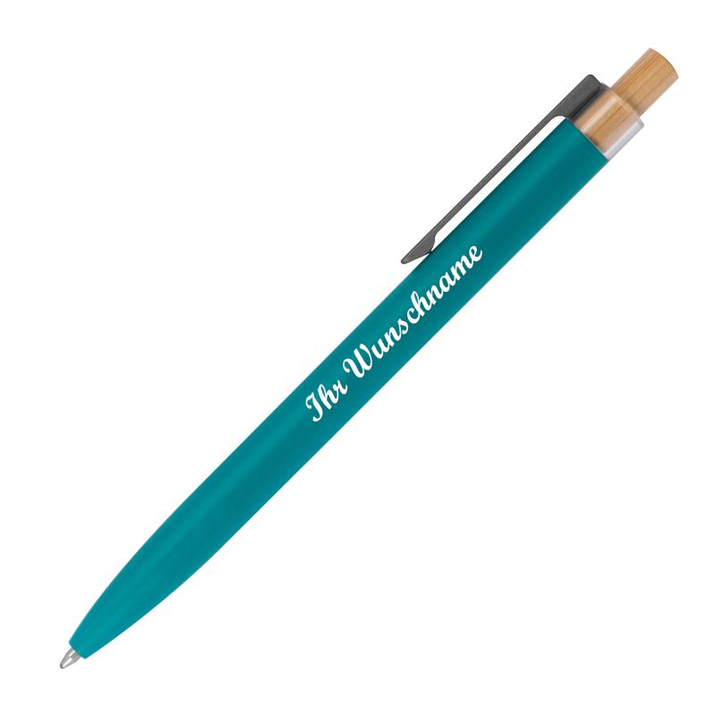 5 Kugelschreiber aus recyceltem Aluminium mit Namensgravur - Farbe: türkis