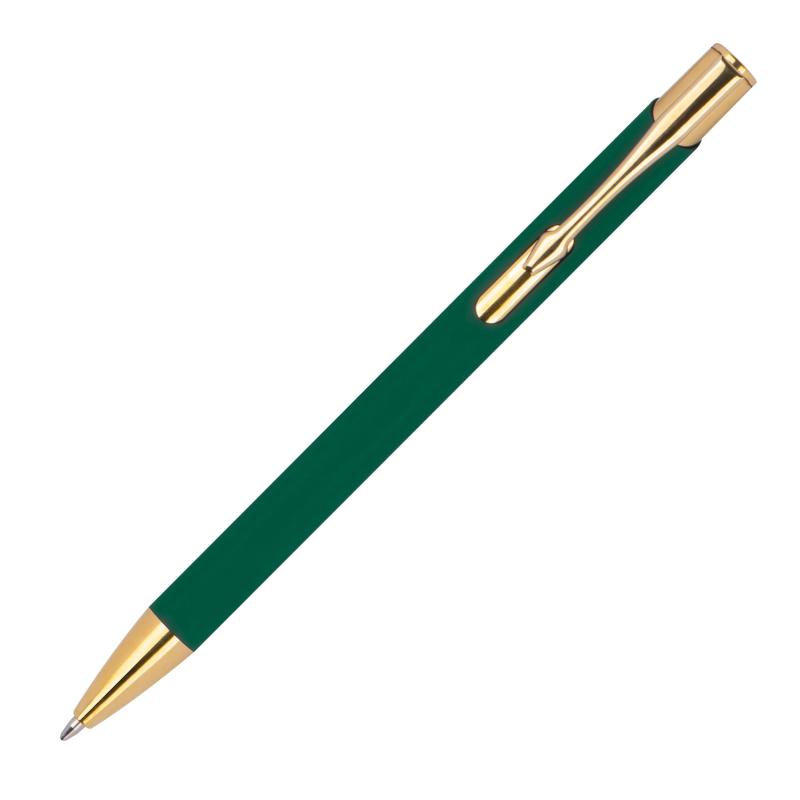 5 Metall-Kugelschreiber mit Namensgravur - mit goldenen Applikationen - 5 Farben