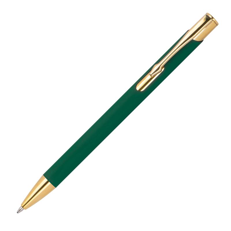 5 Metall-Kugelschreiber mit Namensgravur - mit goldenen Applikationen - 5 Farben