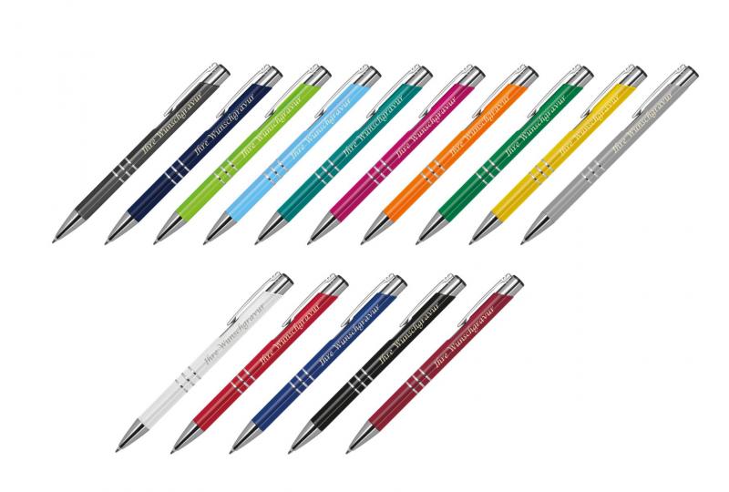 50 Kugelschreiber aus Metall mit Gravur / 50 Farben