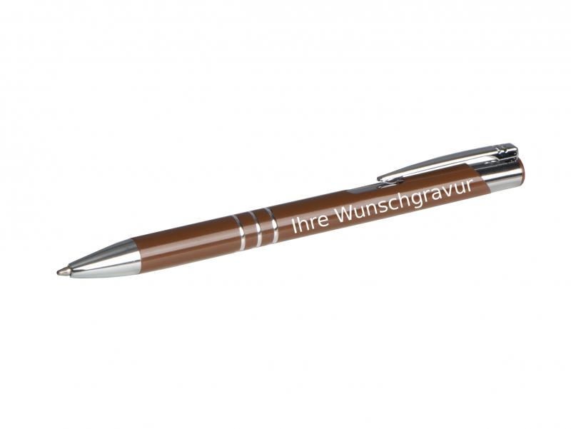 50 Kugelschreiber aus Metall mit Gravur / Farbe: braun