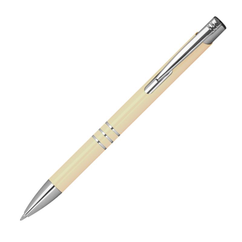 50 Kugelschreiber aus Metall mit Gravur / Farbe: elfenbein