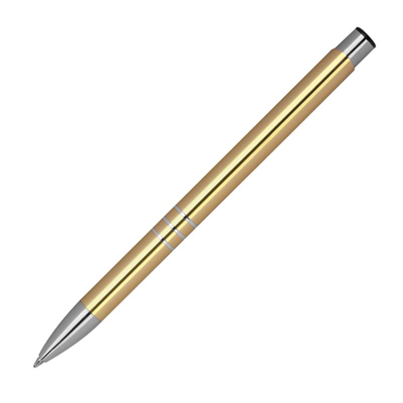 50 Kugelschreiber aus Metall mit Gravur / Farbe: gold
