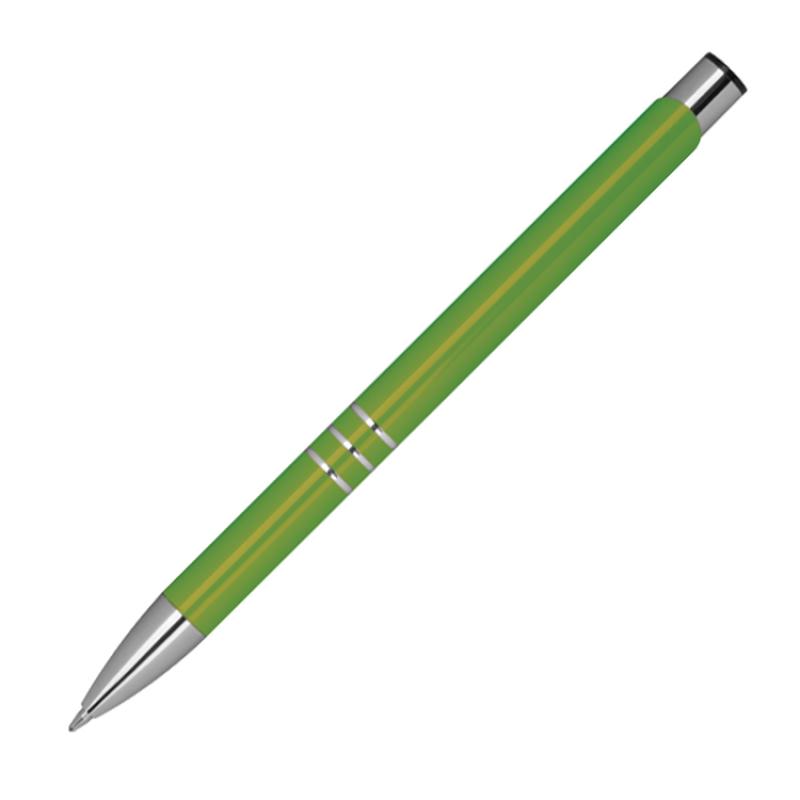 50 Kugelschreiber aus Metall mit Gravur / Farbe: hellgrün