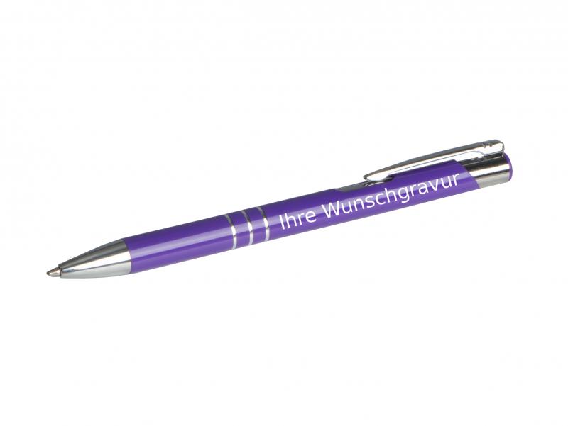 50 Kugelschreiber aus Metall mit Gravur / Farbe: violett