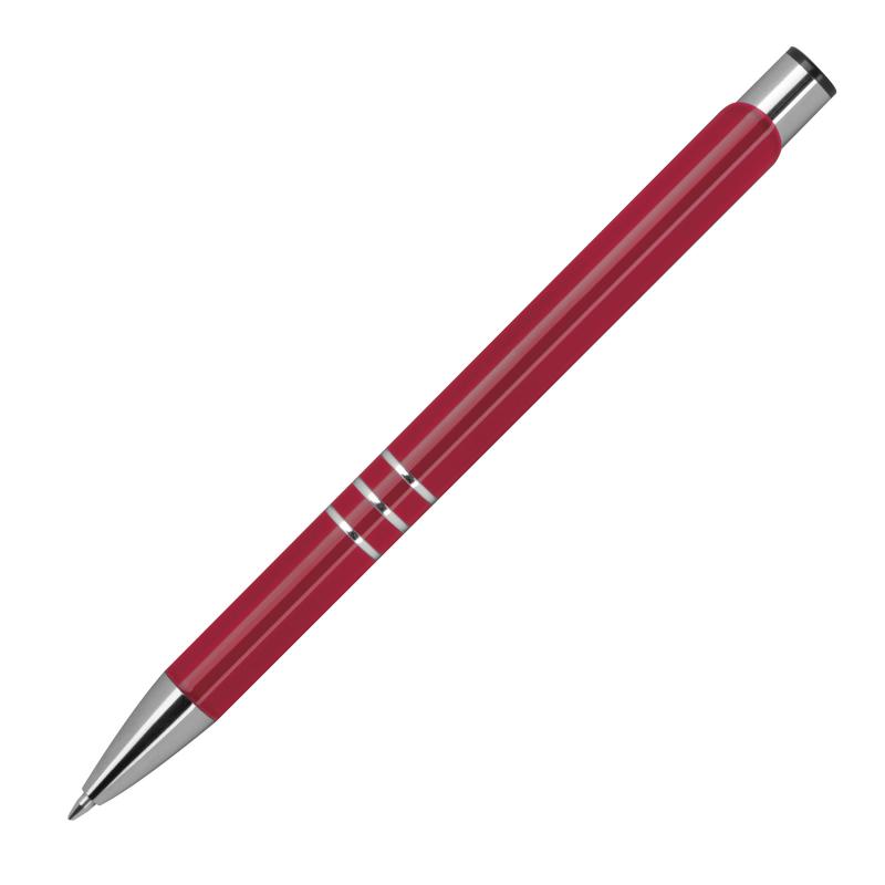 50 Kugelschreiber aus Metall mit Gravur / vollfarbig lackiert / burgund (matt)