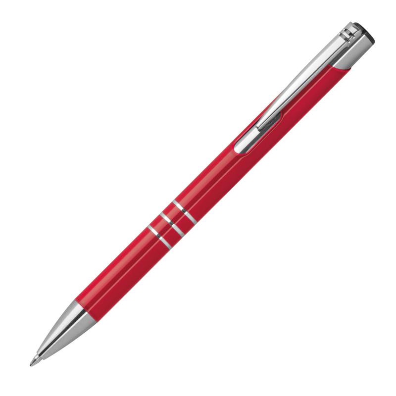 50 Kugelschreiber aus Metall mit Gravur / vollfarbig lackiert / rot (matt)