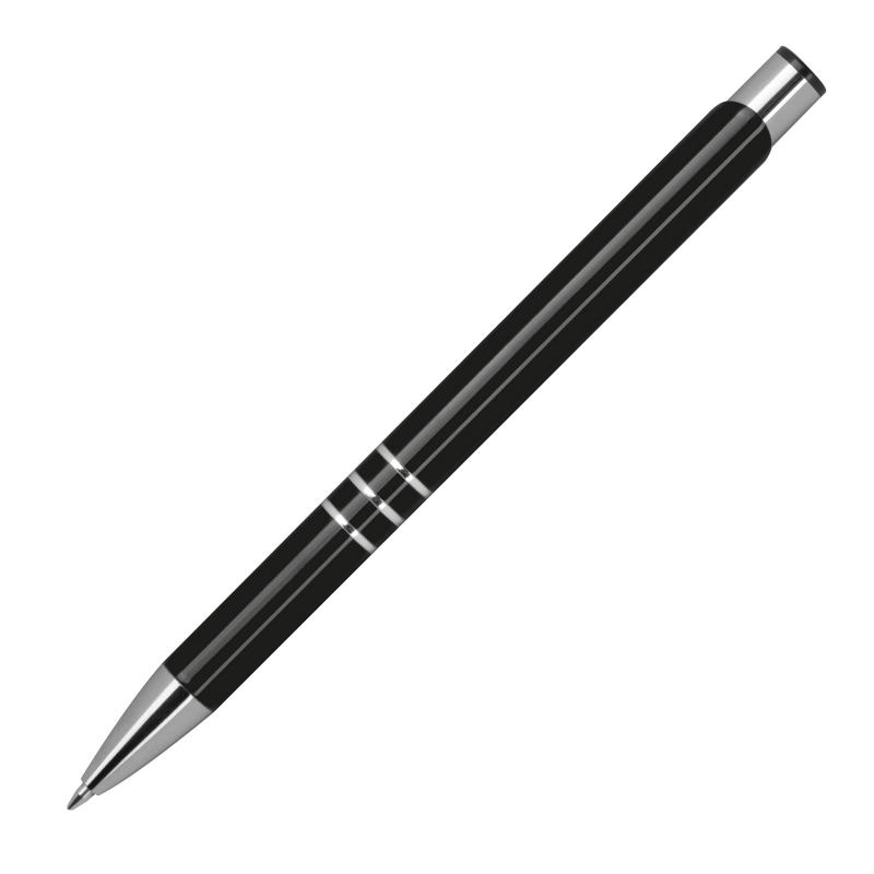 50 Kugelschreiber aus Metall mit Gravur / vollfarbig lackiert / schwarz (matt)