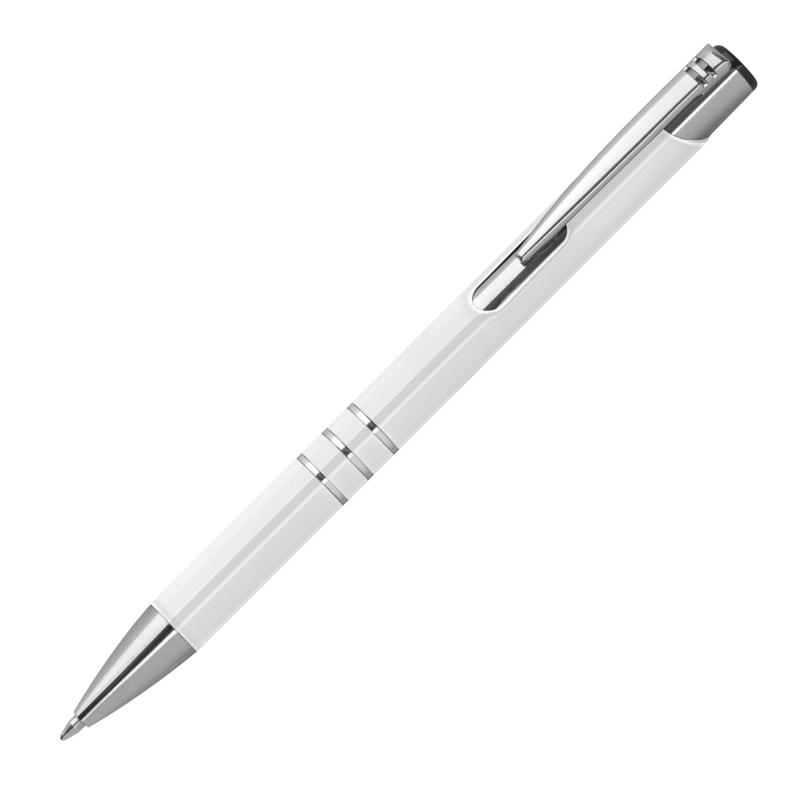 50 Kugelschreiber aus Metall mit Gravur / vollfarbig lackiert / weiß (matt)