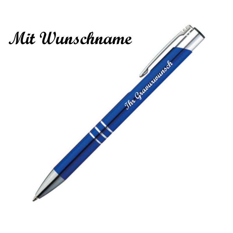 50 Kugelschreiber aus Metall mit Namensgravur - Farbe: blau