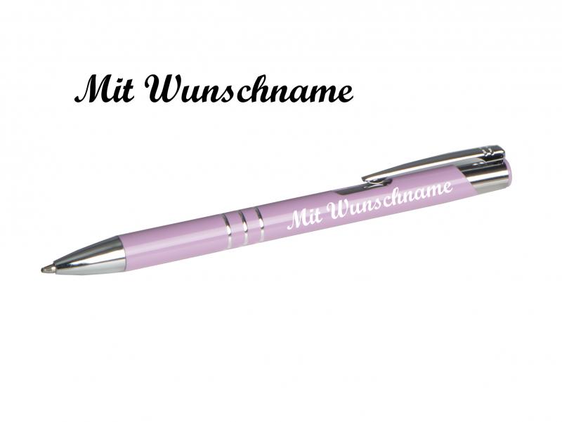 50 Kugelschreiber aus Metall mit Namensgravur - Farbe: pastell lila