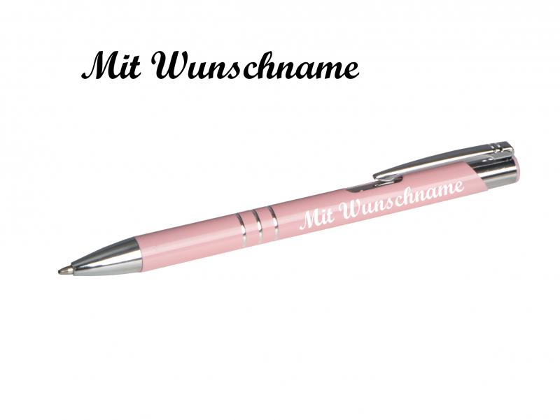 50 Kugelschreiber aus Metall mit Namensgravur - Farbe: pastell rosa