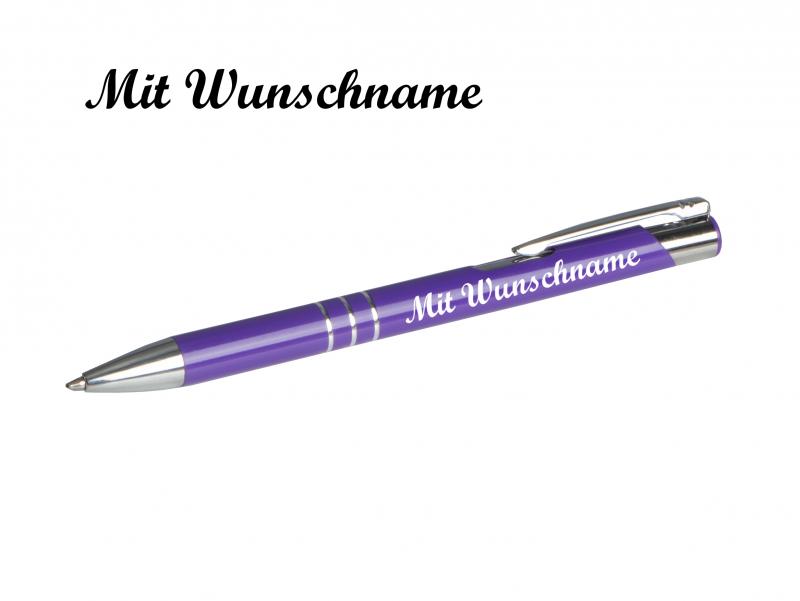 50 Kugelschreiber aus Metall mit Namensgravur - Farbe: violett