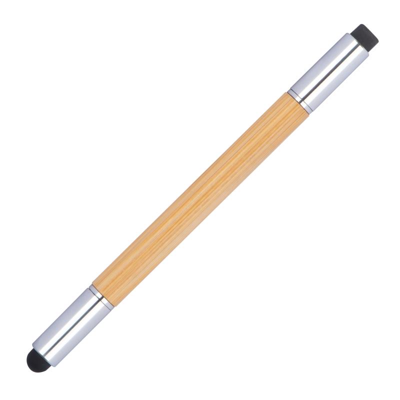 5x 2in1 Touchpen Kugelschreiber und endlos Mine aus Bambus mit Namensgravur